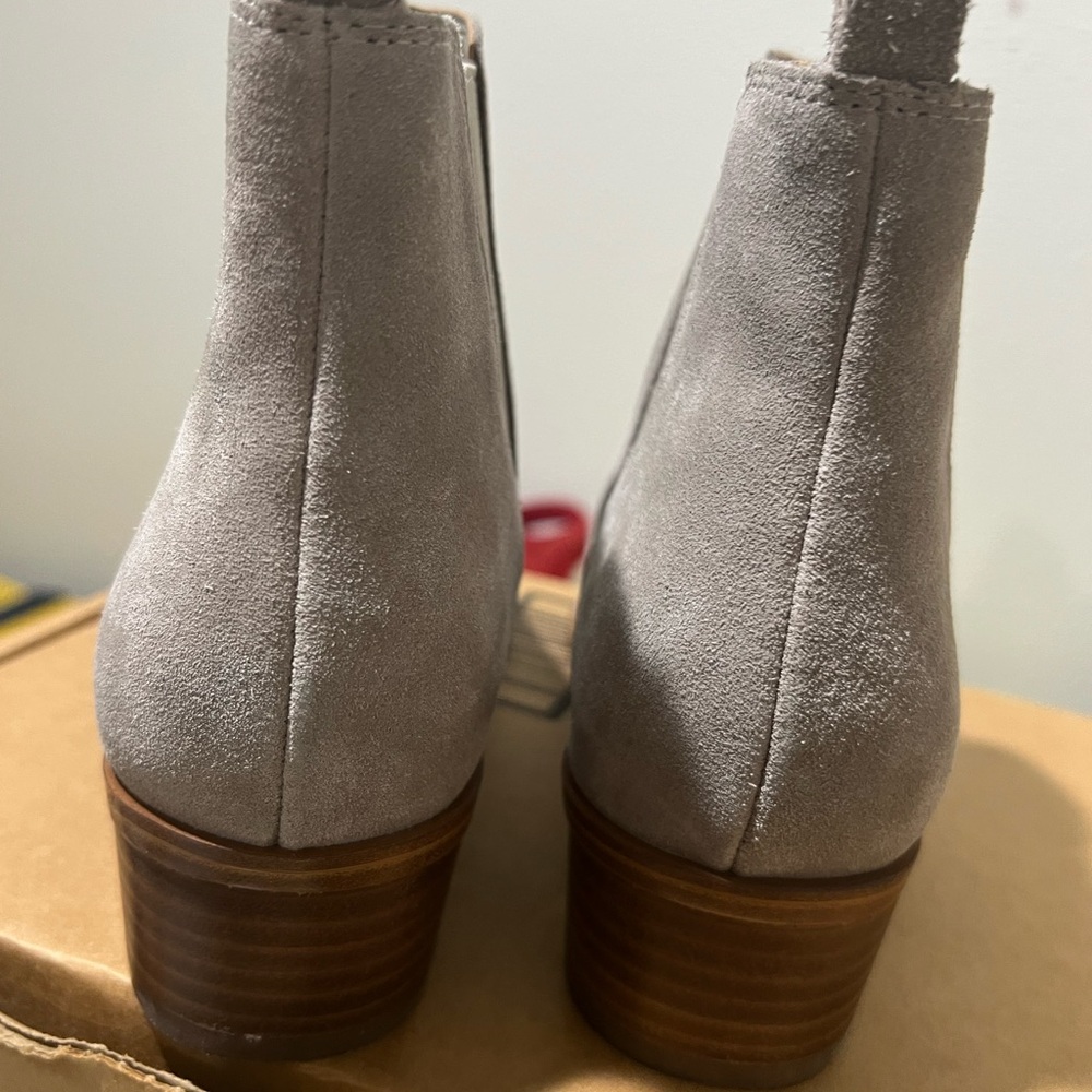 Marc Fisher Light Gray Suede Ankle Booties - Picture 4 of 5